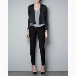 Zara Knit | Faux Leather Cardigan Jacket Small